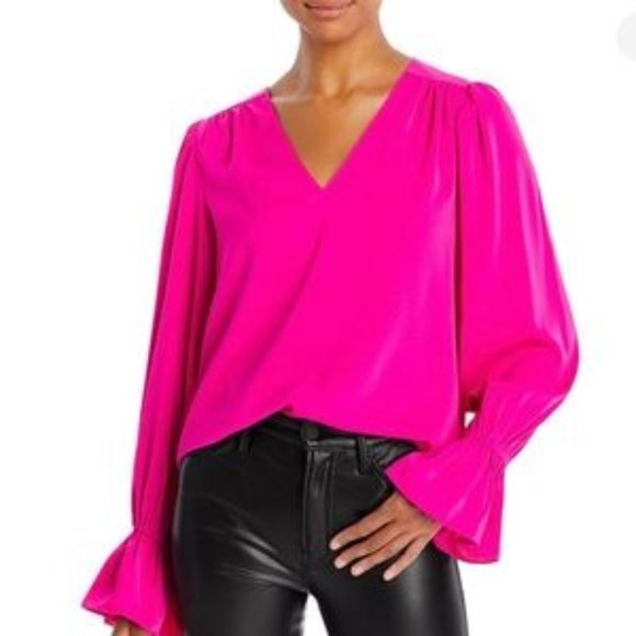 Aqua-Bloomindales Long Sleeve Pink Blouse - Picture 2 of 4